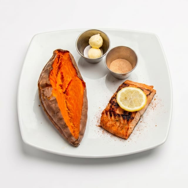 Grilled Atlantic Marinated Salmon.